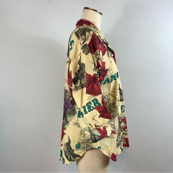 Vintage 80’s Art to Wear Novelty Print Button Front Top Size 24W Plus Size - Picture 8 of 11